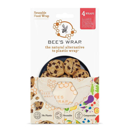 Bee's Wrap Value Pack Reusable Beeswax Food Compostable Wraps - 4pk Packs Bee's Wrap 