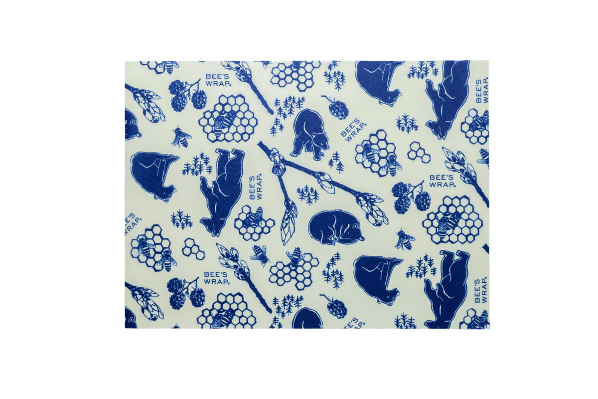 Bread wrap in Bear and Bees pattern laid flat